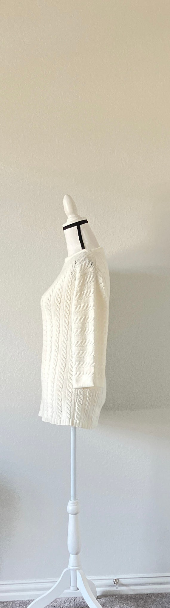 1960s Cable Knit Pullover Sweater, Vintage Ivory … - image 4