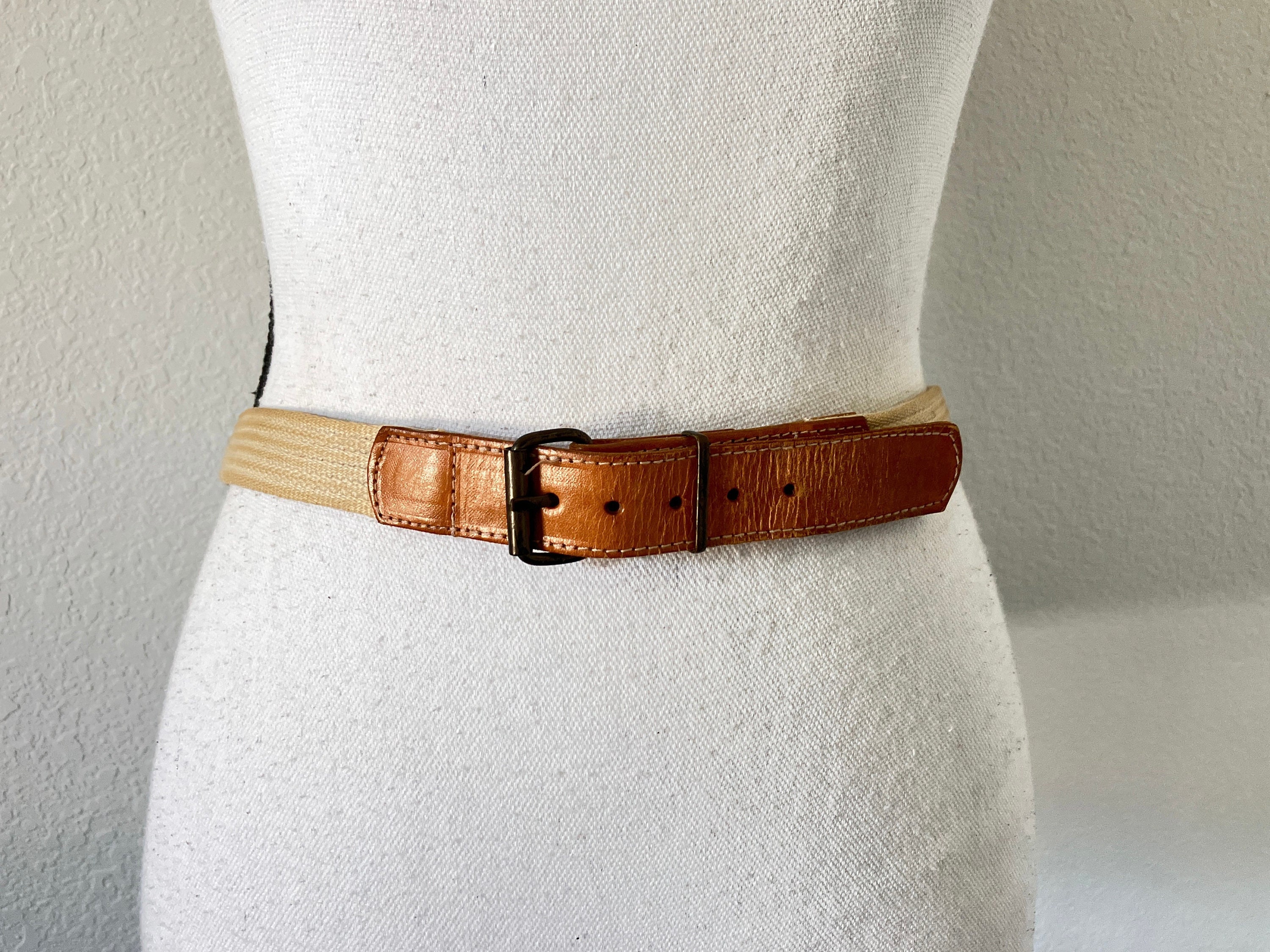 Ceinture Vintage Foxy Paris Années 80 - Cuir - Rouge/Or - Taille 85cm - Fait Main En France