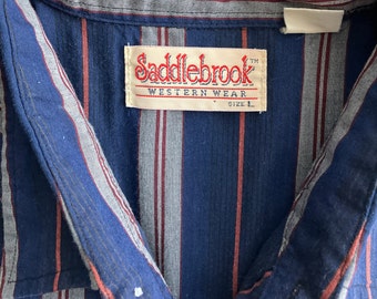 Chemise Homme Western Wear Saddlebrook - Taille L, Poches, Boutons-pression, Perles, Occasion Bon état