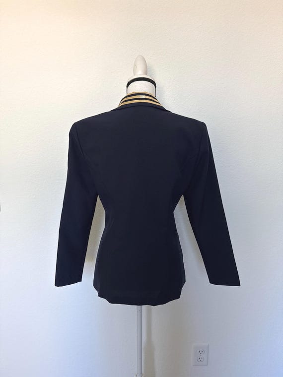 1980s 1990s Navy and Gold Nautical Double Breaste… - image 5