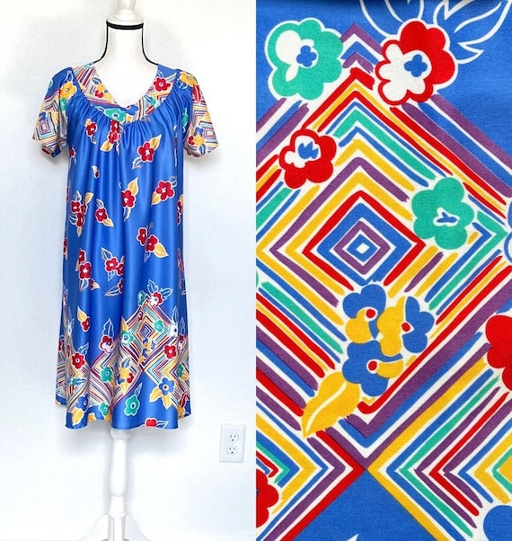 1980s Floral Muumuu Maxi House Dress - Etsy