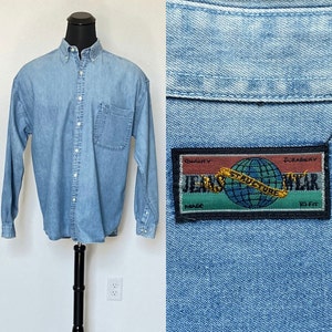 Camicia in denim con bottoni, anni '90, inizio anni 2000