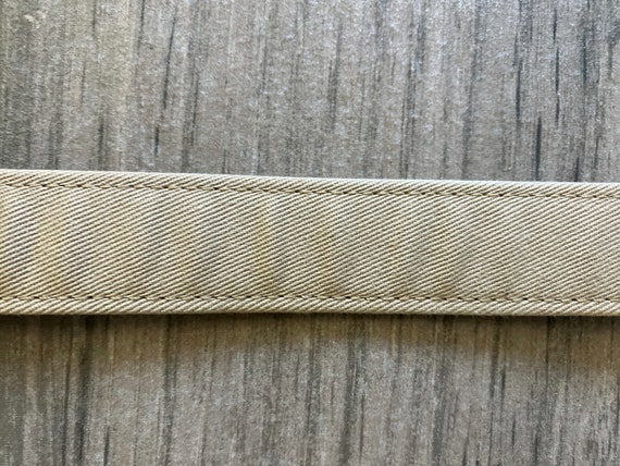 1980s Leather and Canvas Belt, Vintage Khaki and … - image 6