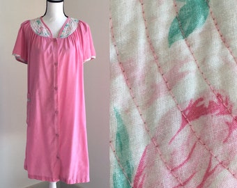Vestido de día de algodón rosa de los años 80
