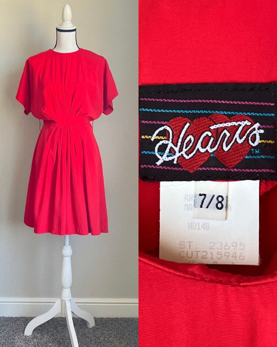 1990s Pleated Romper, Vintage Red Skort Jumper