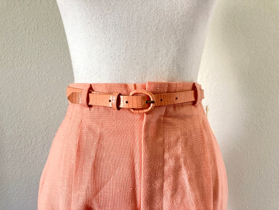 1980s Pink Linen Trousers, 1990s Pleated Pants wi… - image 3