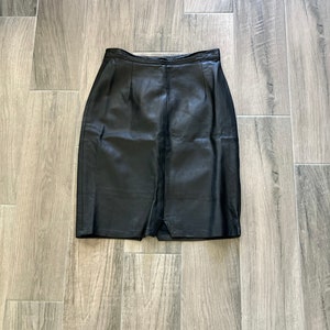 1980s Black Leather Skirt, Vintage Soft Leather Pencil Skirt image 8