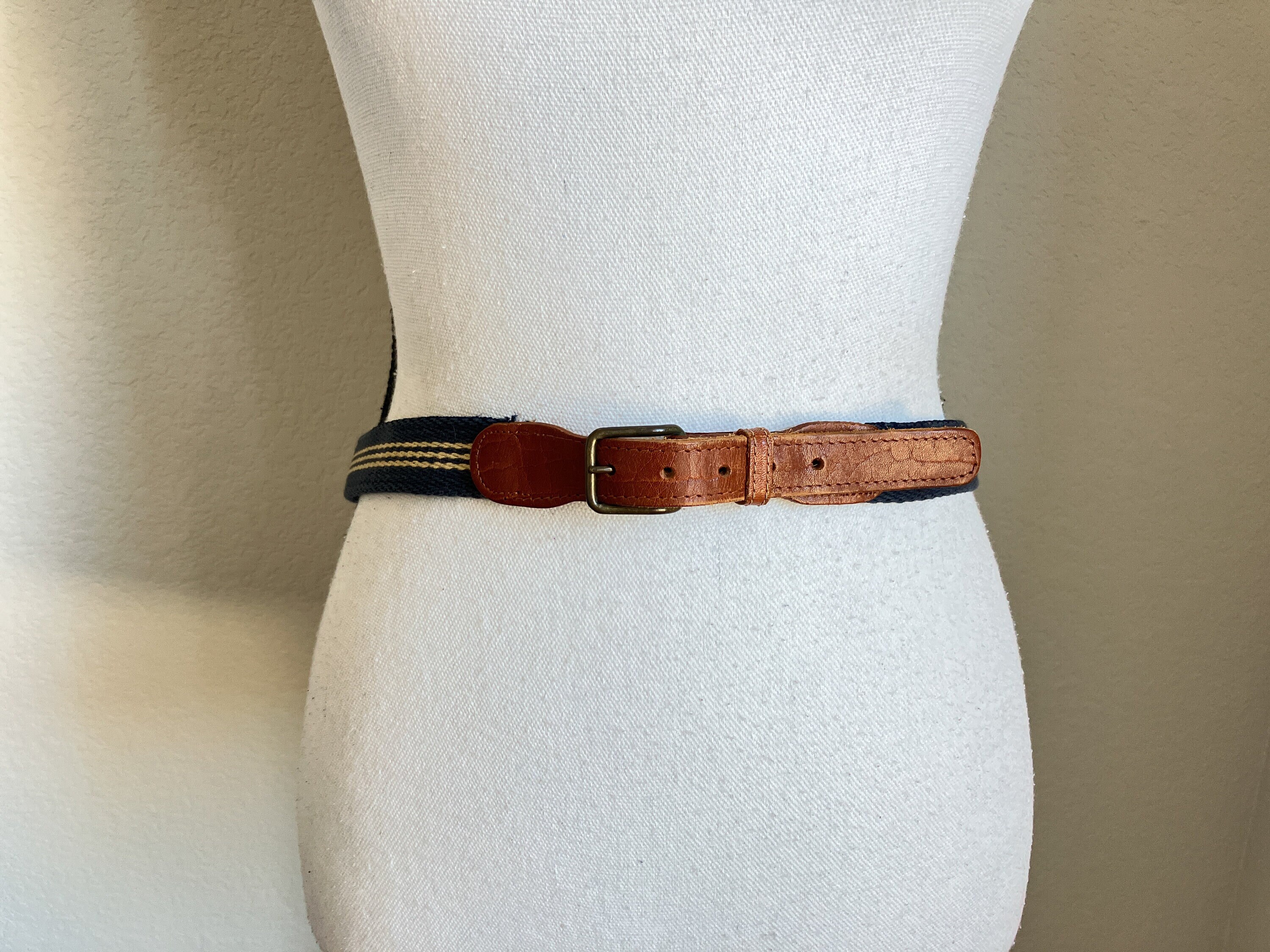 1980s 1990s Canvas and Leather Belt - Etsy