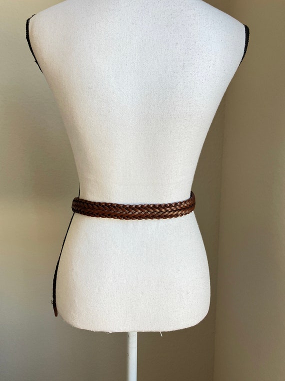1990s Dark Chestnut Braided Belt, Vintage Woven L… - image 3