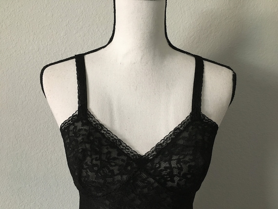 1960s Black Lace Chemise, Vintage Sexy Retro Ling… - image 3