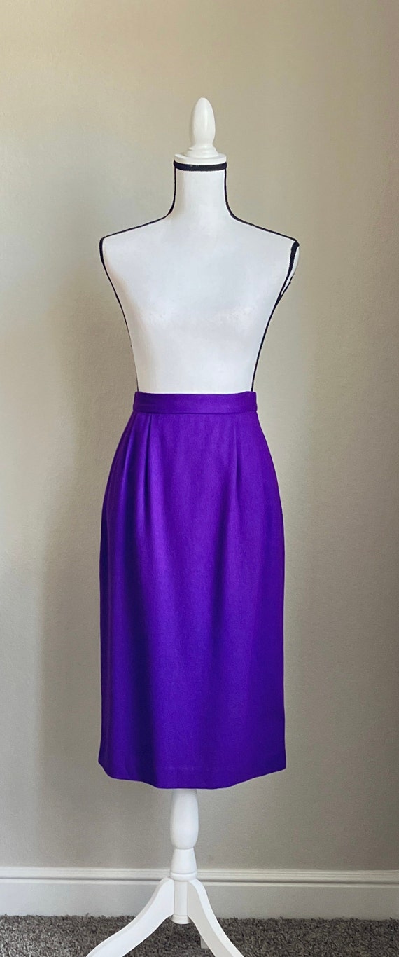 1980s Royal Purple Midi Skirt, Vintage Wool Suit … - image 2