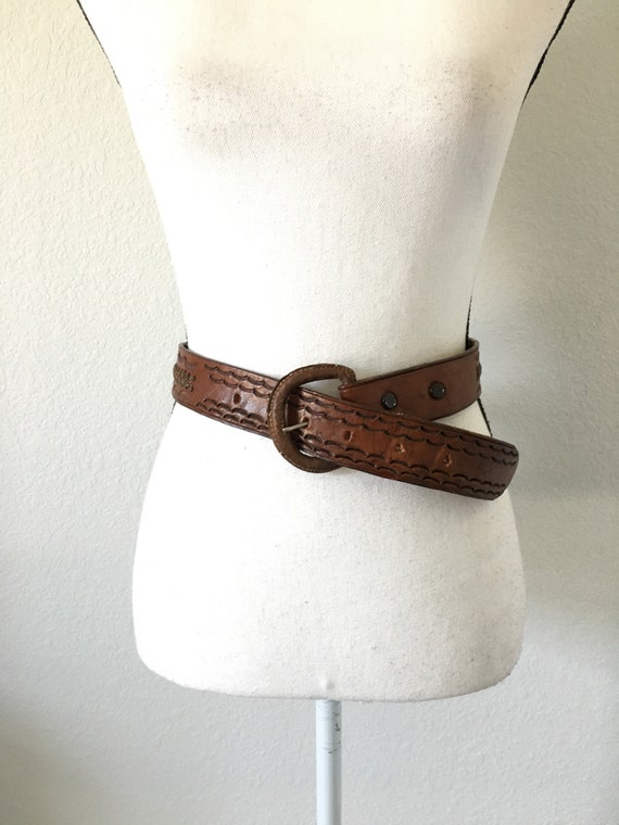 Vintage brown belt embossed - Gem