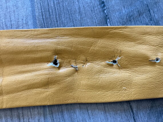 1970s Yellow Leather Belt, Vintage Sash Style Belt - image 9