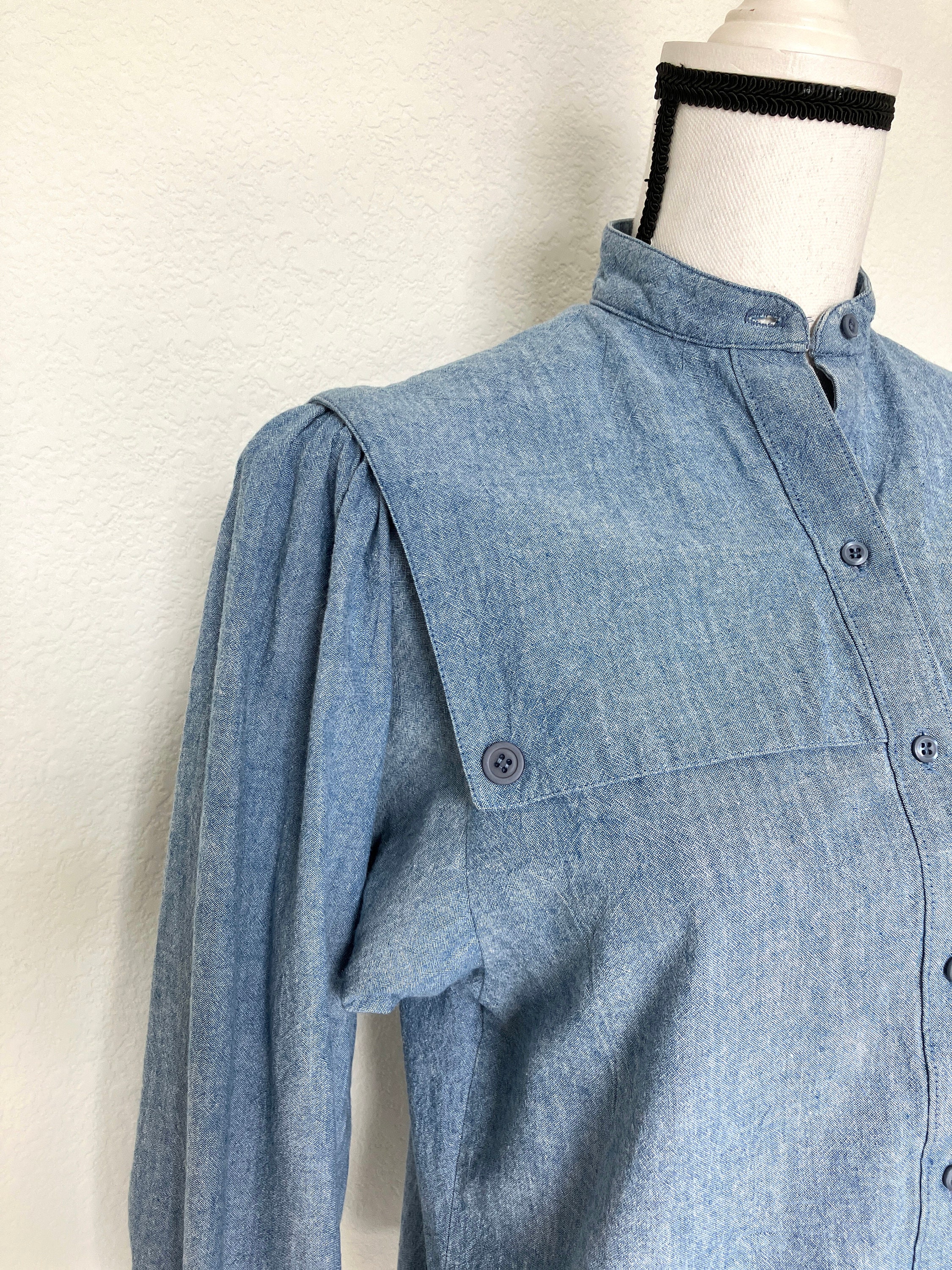 【スーパーセール】 1980s 1990s Etsy - Blouse Jean Sleeve Puff トップス