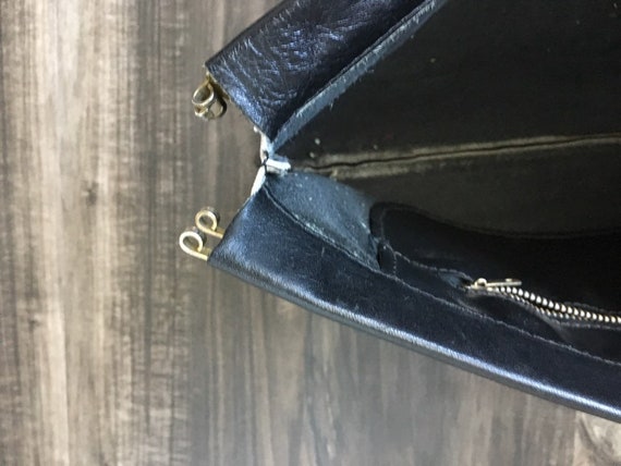 1980s Black Leather Clutch, Vintage Matte Black C… - image 10