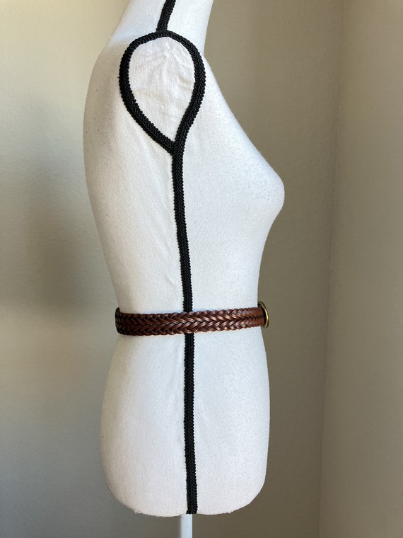 1990s Dark Chestnut Braided Belt, Vintage Woven L… - image 2
