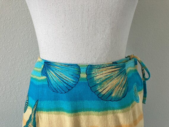 1980s Maxi Wrap Skirt, Vintage Linen Beach Skirt - image 3