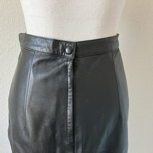 1980s Black Leather Skirt, Vintage Soft Leather Pencil Skirt image 6