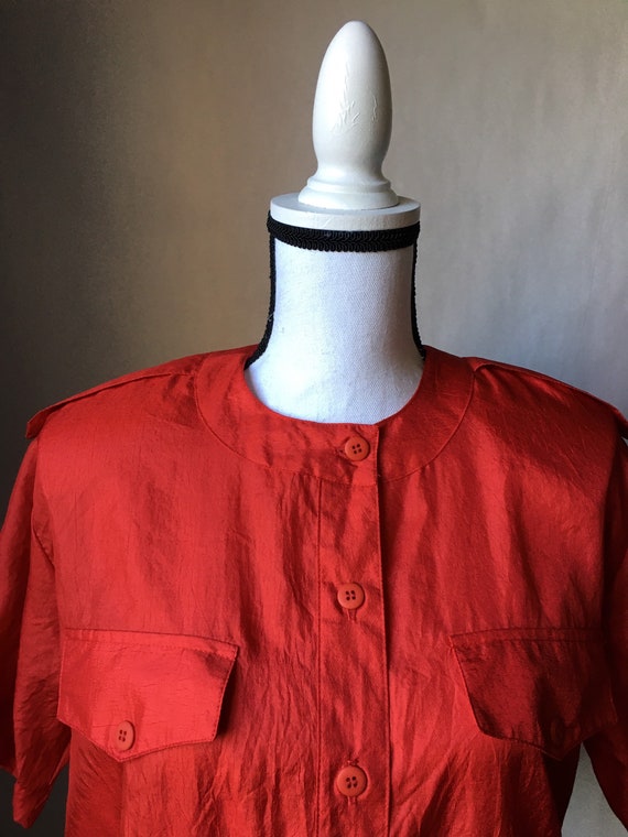 1980s Short Sleeve Jacket, Vintage Nylon Sweatshi… - image 4