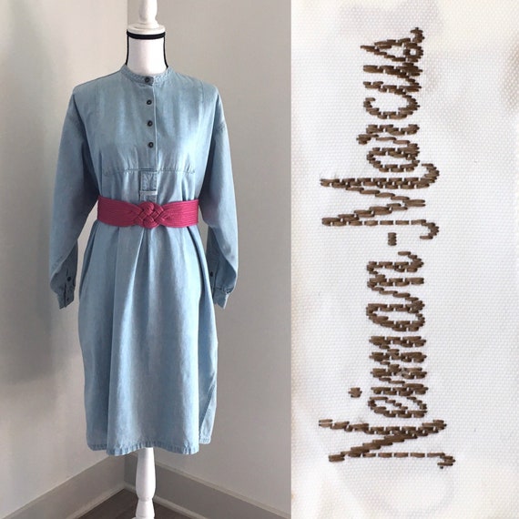 Vintage Calvin Klein,1990s Denim Dress,Vintage Den