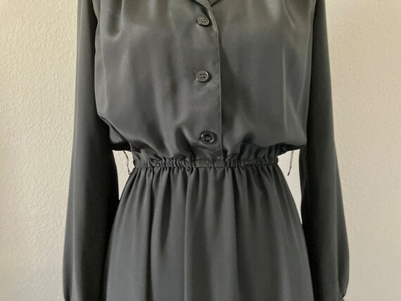 1980s Black Shirt Dress, 1990s Dress with Pleated… - image 4