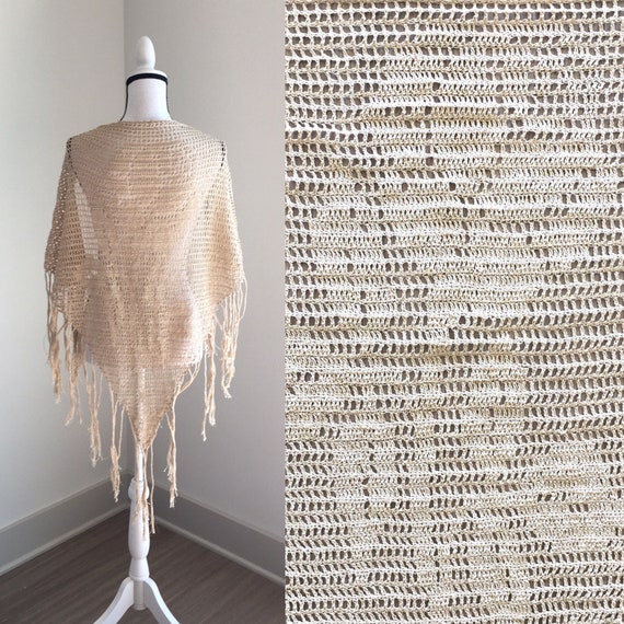 1970s Gold Shawl, 1980s Metallic Wrap - image 1