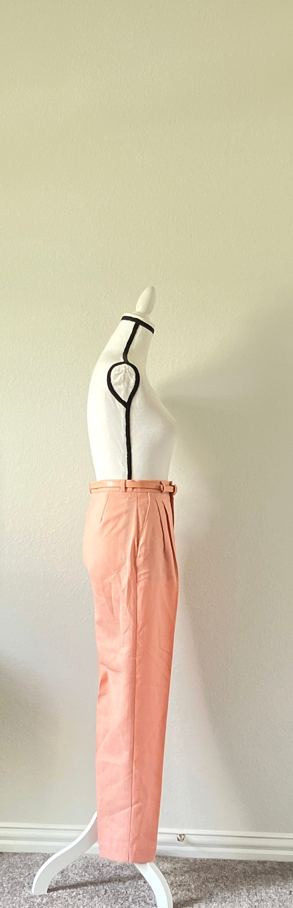 1980s Pink Linen Trousers, 1990s Pleated Pants wi… - image 4