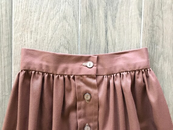 1980s Brown Button Down Skirt, 1970s Cotton Midi … - image 6