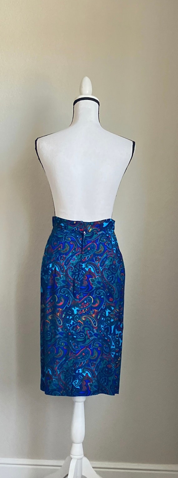 1980s Paisley Midi Skirt, 1990s Colorful Skirt - image 6