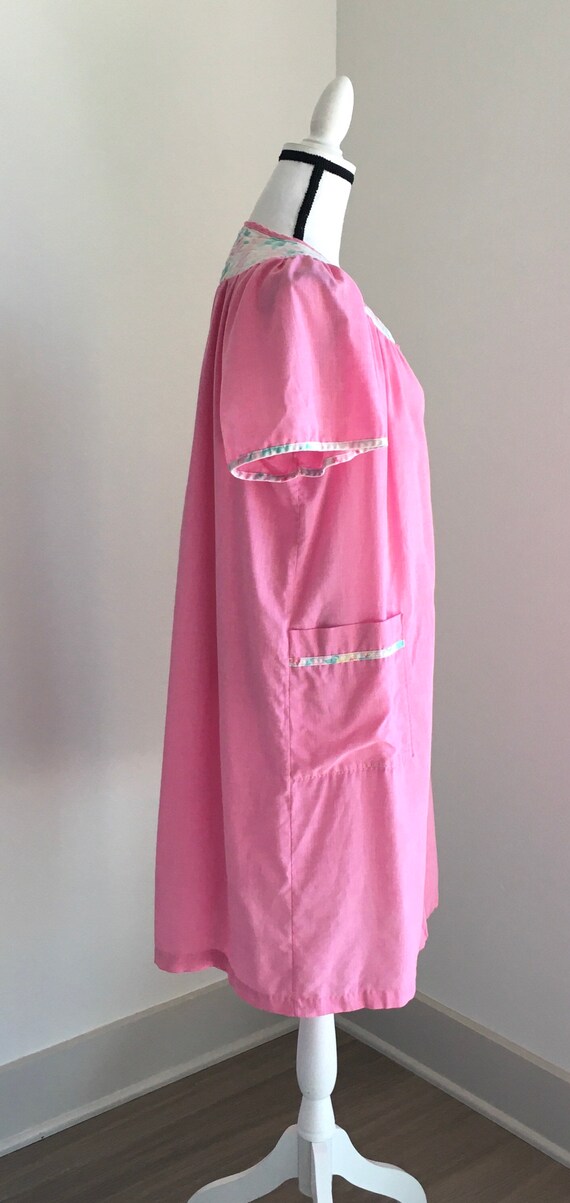 1980s Pink Cotton Day Dress, Comfy Vintage House … - image 2