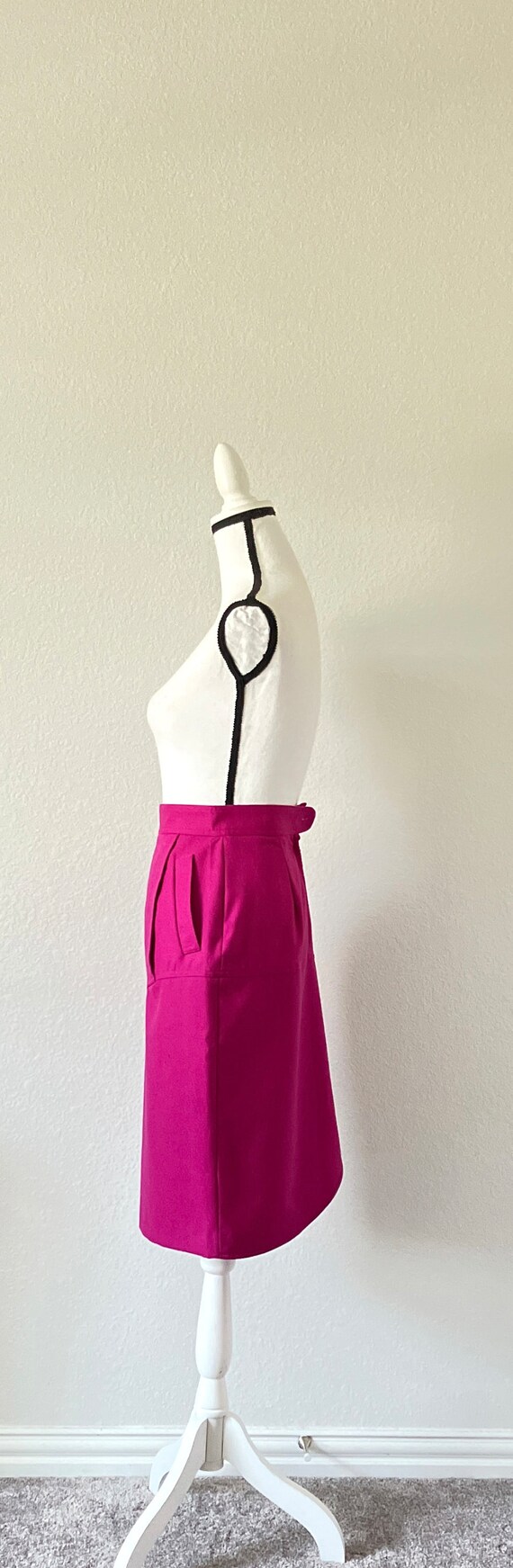 1980s Fuchsia Wool Skirt, Vintage Magenta Tulip S… - image 4