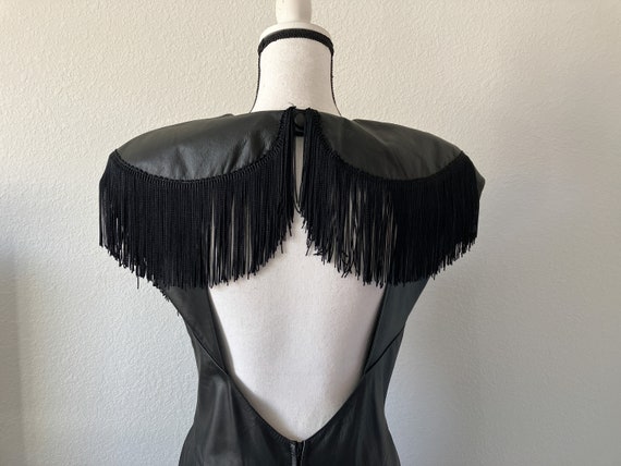 1980s Rocker Chick Leather Dress with Fringe, Sex… - image 8