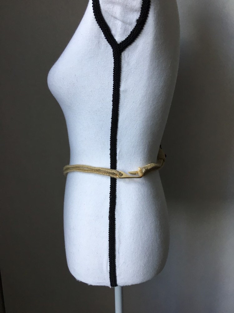 1980s Natural Fiber Beaded Rope Belt, Vintage Jute Belt With  display picture 1
