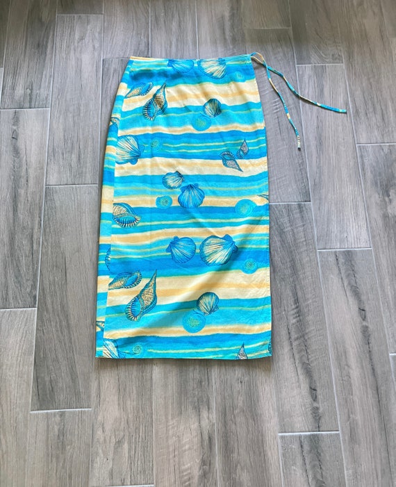 1980s Maxi Wrap Skirt, Vintage Linen Beach Skirt - image 9