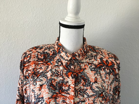 1990s High Low Hem Blouse, Vintage Bold Graphic P… - image 3