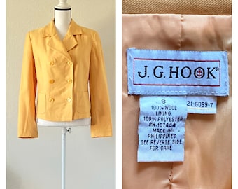 Vintage Double Breasted Wool Blazer, 1990s Yellow Designer Jacket