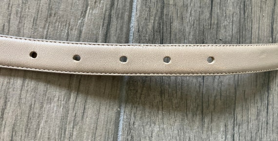 1980s Thin Taupe Belt, Vintage Light Tan Leather … - image 7