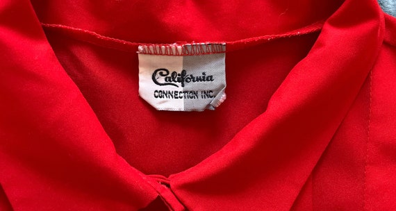 1980s Red Pleated Blouse, Vintage Plus Size Blouse - image 9