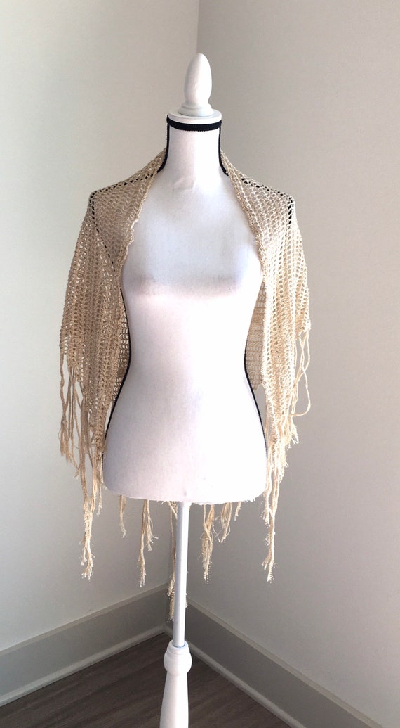 1970s Gold Shawl, 1980s Metallic Wrap - image 2