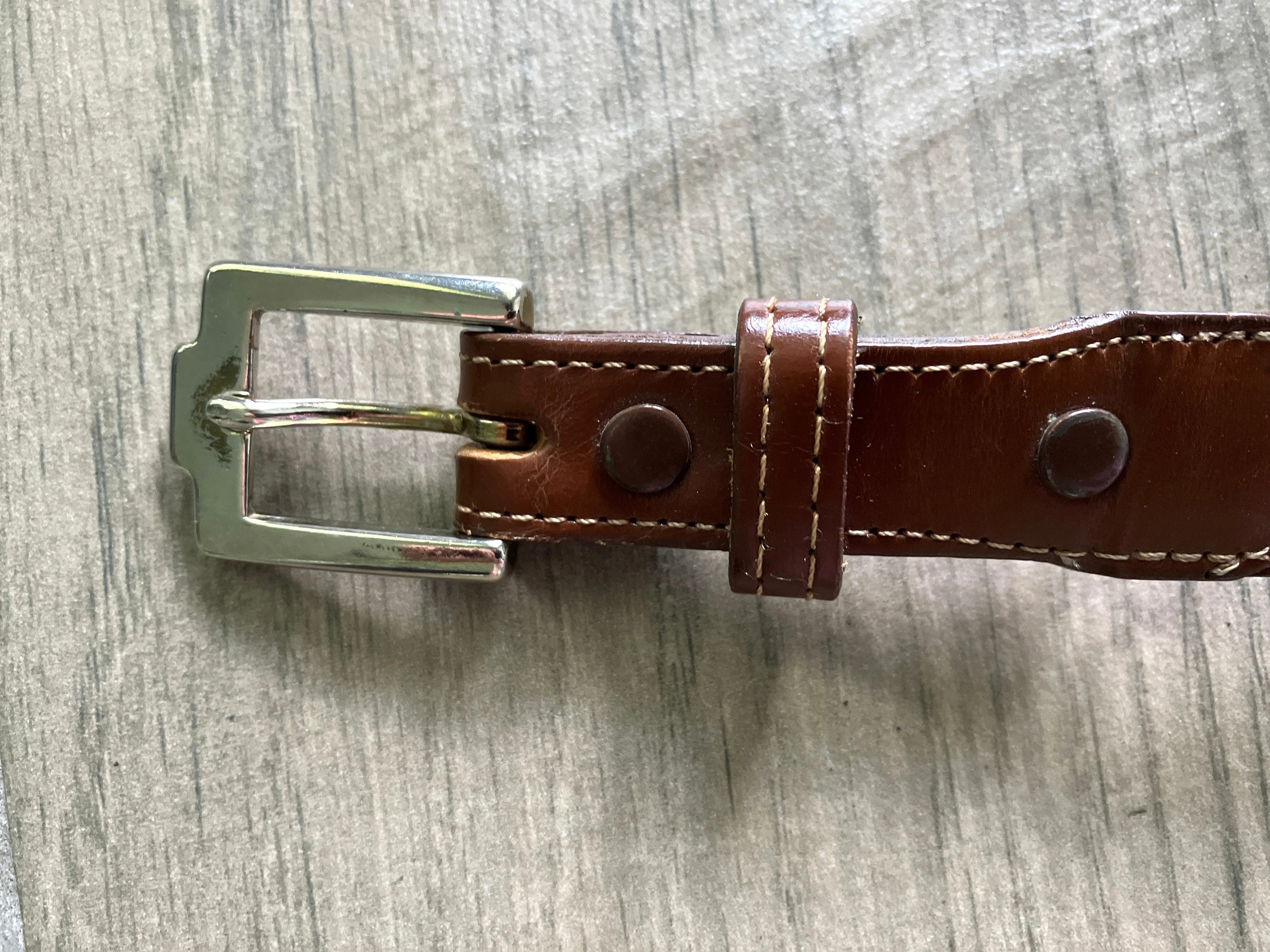 Vintage Justin 1991 Leather Western brown Belt Justin Tan Geo Embossed Leather Western Belt - Cowpokes  main image 3