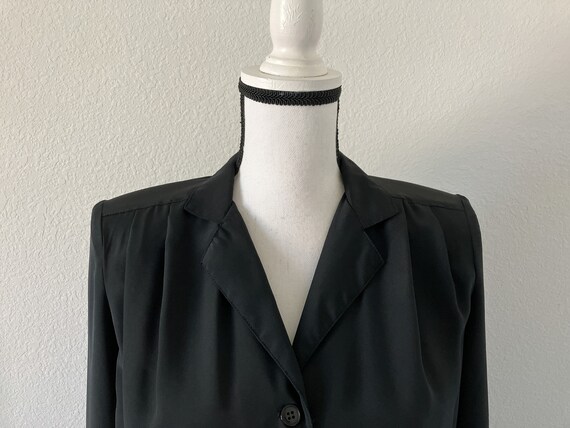 1980s Black Shirt Dress, 1990s Dress with Pleated… - image 3