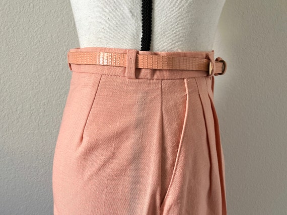 1980s Pink Linen Trousers, 1990s Pleated Pants wi… - image 5