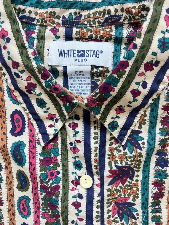 1990s Mixed Pattern Cotton Button Up Shirt - image 9