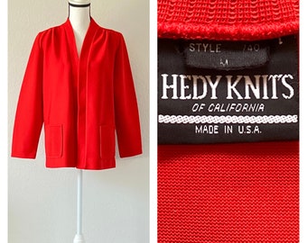 1960s Tomato Red Cardigan, 1970s Open Style Jacket