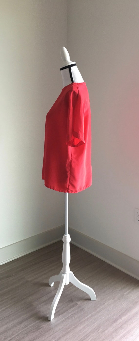 1980s Dolman Sleeve Blouse, Vintage Red Boxy Blou… - image 3