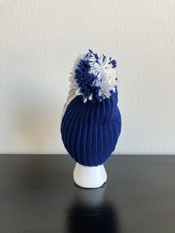 1970s Hand Knit Cap with Pom Pom, 1980s Handmade … - image 3