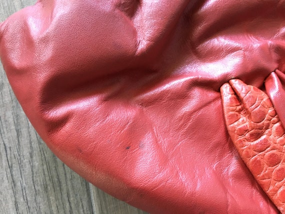 1980s Red Leather Bag, Vintage Faux Croc Shoulder… - image 8