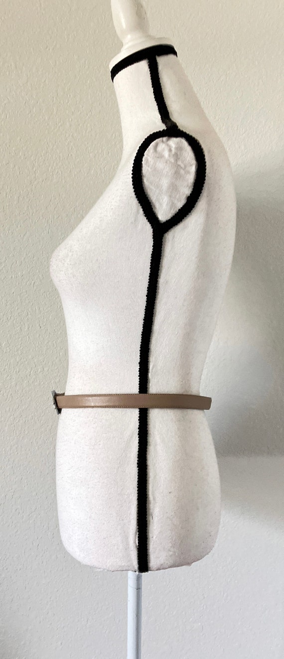1980s Thin Taupe Belt, Vintage Light Tan Leather … - image 2