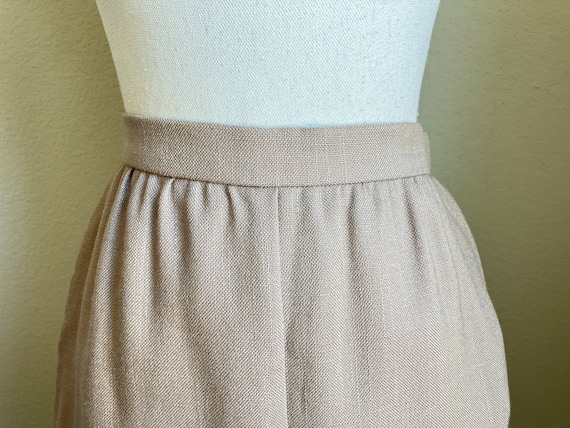 1980s A Line Khaki Skirt, Vintage Midi Skirt - image 3