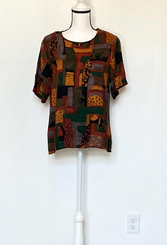 1990s Colorful Abstract Shell Top - image 2